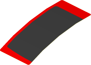 Sticker  4 x  1.8 with Black Trapezoid on Red Background Left (Formed)