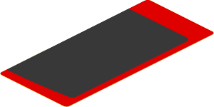 Sticker  4 x  1.8 with Black Trapezoid on Red Background Right