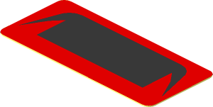 Sticker  0.9 x  1.8 with Silver "Chevrolet" in Black Frame on Red Background