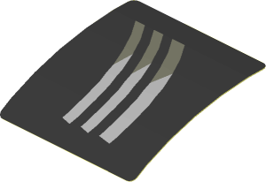 Sticker  1.8 x  1.9 with Silver Air Vents on Black Background Right (Formed) (Needs work)