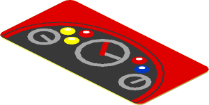 Sticker  0.9 x  1.8 with Black Dashboard on Red Background