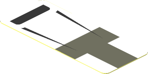 Sticker  0.8 x  1.9 with Dark Grey Lines and Black Air Vent on White Background