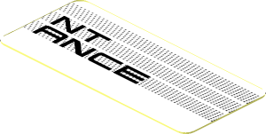 Sticker  0.8 x  1.8 with Black "NT ANCE" on Black Halftone Stripes on White Background (Needs Work)