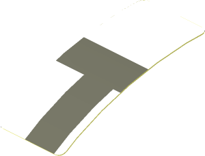 Sticker  0.8 x  1.9 with Dark Grey Lines on White Background Front Right (Formed)