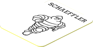Sticker  1.0 x  0.8 with Black Schaeffler and Michelin Logos on White Background