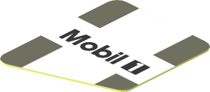 Sticker  1.0 x  0.8 with Black Mobil 1 Logo and Dark Grey Lines on White Background Right
