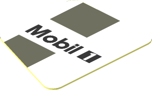 Sticker  1.0 x  0.8 with Black Mobil 1 Logo and Dark Grey Lines on White Background Left