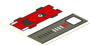 Sticker  1.8 x  1.8 with Red Car and Grey Stripe on White Background