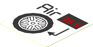Sticker  1.8 x  1.8 with Wheel and Black "Air" on White Background