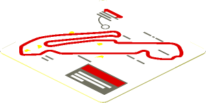 Sticker  1.8 x  1.8 with Red Leipzig Circuit on White Background