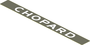 Sticker  0.8 x  7.8 with White Chopard Logo on Dark Grey Background