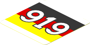 Sticker  1.8 x  1.8 with White "919" on German Flag on White Background