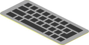 Sticker  0.8 x  1.8 with Black Keyboard on Light Grey Background