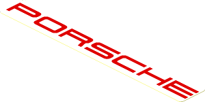 Sticker  0.8 x  5.8 with Red "PORSCHE" on White Background