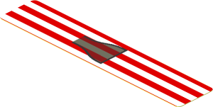Sticker  0.8 x  4 with White Stripes and Black Air Vent on Red Background (Needs Work)
