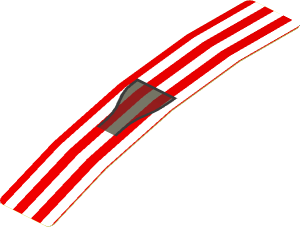 Sticker  0.8 x  4.0 with White Stripes and Black Air Vent on Red Background (Formed) (Needs work)