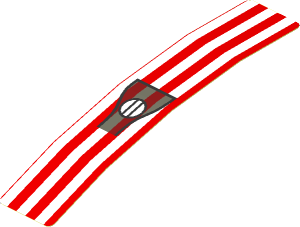 Sticker  0.8 x  4.0 with White Stripes and Black Air Vent and Fuel Tank Cap on Red Background (Formed) (Needs work)
