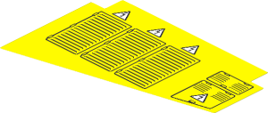 Sticker  4.3 x  6.8 with Air Outlet Grilles, Hatches and Electricity Danger Signs Sloped Left