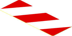 Sticker  0.7 x  2.0 with Red and White Danger Stripes Leaning Right