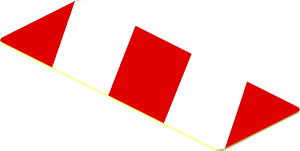 Sticker  0.7 x  2.0 with Red and White Danger Stripes Leaning Left