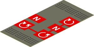 Sticker  5.7 x  2.7 with  2 White Letters "N",  3 Round Arrows and Air Outlet Grilles