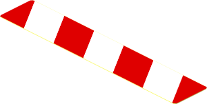 Sticker  0.7 x  4.0 with Red and White Diagonal Stripes Leaning Left
