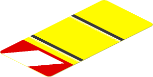 Sticker  2.6 x  1.2 with Black Lines and Red and White Danger Stripes Leaning Right