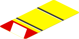 Sticker  2.6 x  1.2 with Black Lines and Red and White Danger Stripes Leaning Left