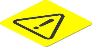 Sticker  0.7 x  0.7 with Black Exclamation Mark on Yellow Background