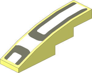 Slope Brick Curved  4 x  1 with Dark Grey Lines on White Background Right Sticker