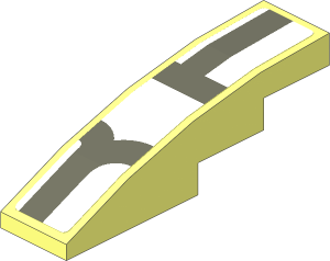 Slope Brick Curved  4 x  1 with Dark Grey Lines on White Background Left Sticker