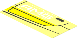 Sticker  1.8 x  3.8 with Door Outline with Yellow Stripes and White AMG Logo on Transparent Background Left