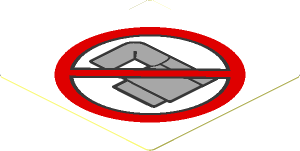 Sticker  1.7 x  1.7 with Cup Prohibited Sign on White Background