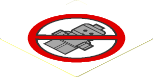 Sticker  1.7 x  1.7 with Baby Prohibited Sign on White Background