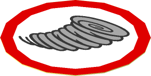 Sticker  1.7 x  1.7 Round with Tornado and Red Border