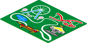 Sticker  2.6 x  3.2 with Amusement Park Map on Green Background
