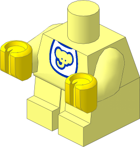 Minifig Baby Body with Yellow Hands and Bib with Elephant Pattern