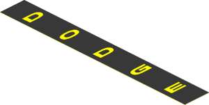 Sticker  0.8 x  5.7 with Vertical Yellow "DODGE"