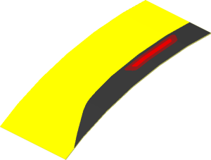 Sticker  0.9 x  2.0 with Bumper Reflector Left (Formed)
