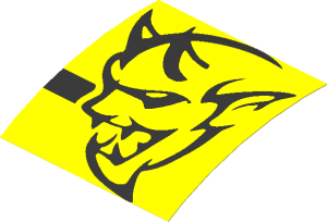 Sticker  1.9 x  1.9 with Dodge Demon Logo Left (Formed)