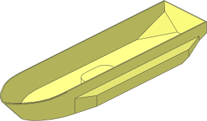 Boat Hull Floating 51 x 12 with Side Bulges
