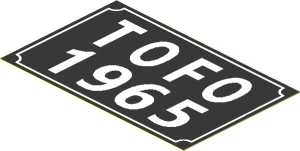 Sticker  1.8 x  2.8 with "TOFO 1965" Licence Plate