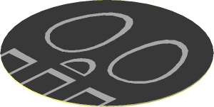 Sticker  1.8 x  1.8 Round with Black Outlined Eyes and Teeth on Metallic Silver Background