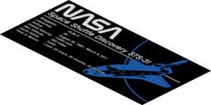 Sticker  7.5 x  15.5 with Space Shuttle Discovery Information
