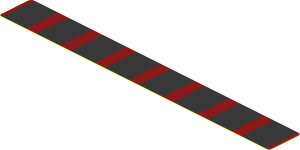 Sticker  0.6 x  5.2 with  8 Black Rectangles on Dark Red Background