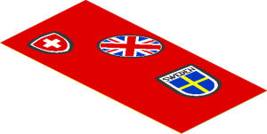 Sticker  1.8 x  3.8 with Switzerland, Sweden and UK Stickers on Medium Nougat