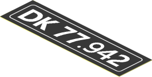 Sticker  0.8 x  2.9 with "DK 77.942" Licence Plate