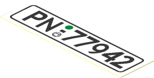 Sticker  0.8 x  2.9 with "PN 77 942" Licence Plate