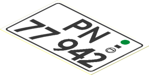 Sticker  1.8 x  2.8 with "PN 77 942" Licence Plate