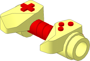 Minifig Game Controller with Red Handle and Buttons Pattern
